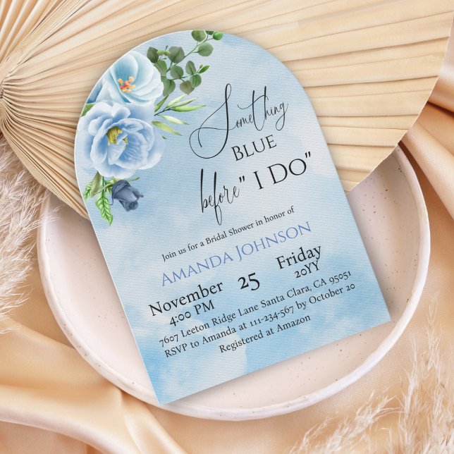Invitación Elegante Algo Floral Azul Ducha Bridal (Subido por el creador)