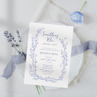 Invitación Elegante Algo Floral Azul Ducha Bridal