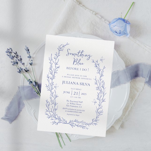 Invitación Elegante Algo Floral Azul Ducha Bridal (Subido por el creador)