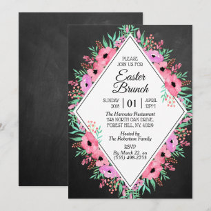 Invitación Elegante Alkboard Floral Brunch de Pascua