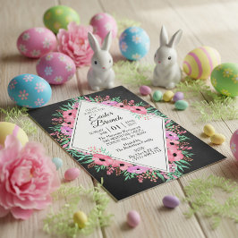 Invitación Elegante Alkboard Floral Brunch de Pascua