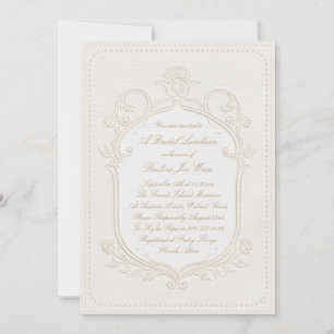 Invitación Elegante Almohadilla Rococó Floral Almuerzo Nupcia