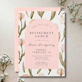 Invitación Elegante almuerzo de retiro rosa floral