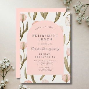 Invitación Elegante almuerzo de retiro rosa floral