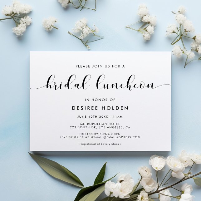 Invitación Elegante almuerzo nupcial en blanco y negro (Subido por el creador)