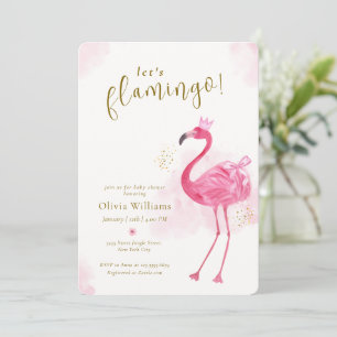 Invitación Elegante Aloha de Oro Rosa Vamos Flamingo Baby Sho