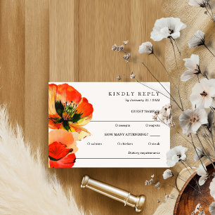 Invitación Elegante Amapola Roja Blanca Responder Amablemente