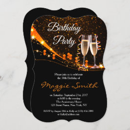Invitación Elegante Amber Champagne fiesta de cumpleaños
