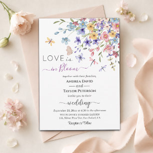 Invitación Elegante amor en flor Libélulas Boda