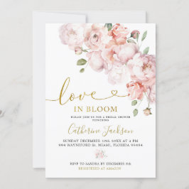Invitación Elegante amor floral de peones rosados en Rubor en