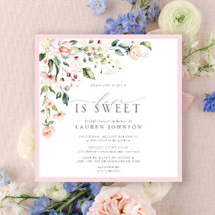 Invitación Elegante Amor Floral Rosa Es Dulce Ducha Bridal