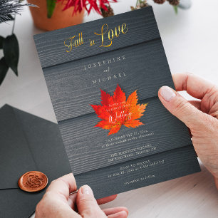 Invitación Elegante amor otoñal   Boda de otoño con guión de 