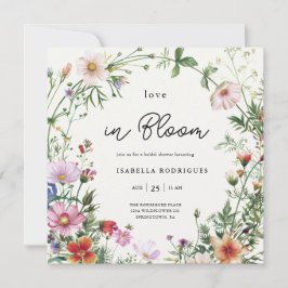 Invitación Elegante amor por las flores silvestres en ducha d