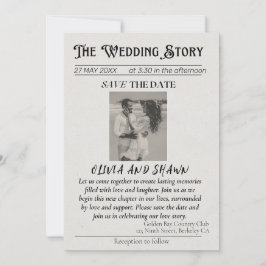 Invitación Elegante añejo "La historia del Boda" salva la fec