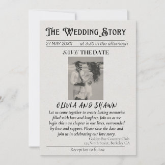 Invitación Elegante añejo "La historia del Boda" salva la fec