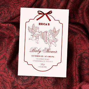 Invitación Elegante ángel cupido música baby shower