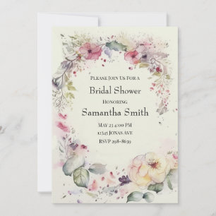 Invitación Elegante anillo de flores color agua ducha de novi