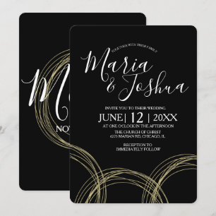 Invitación Elegante Anillo de Suite de Boda con Hojuela de Or