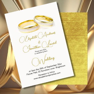Invitación Elegante Anillos Gold Boda simple