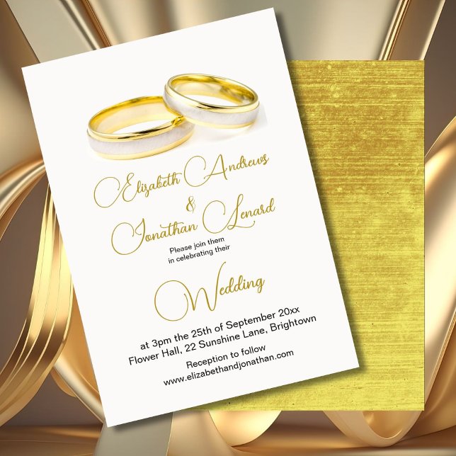 Invitación Elegante Anillos Gold Boda simple (Subido por el creador)