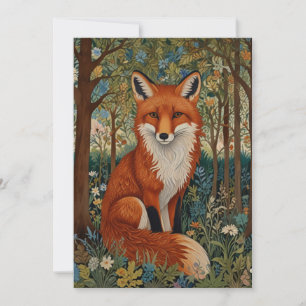 Invitación Elegante animal retro boho rojo zorro