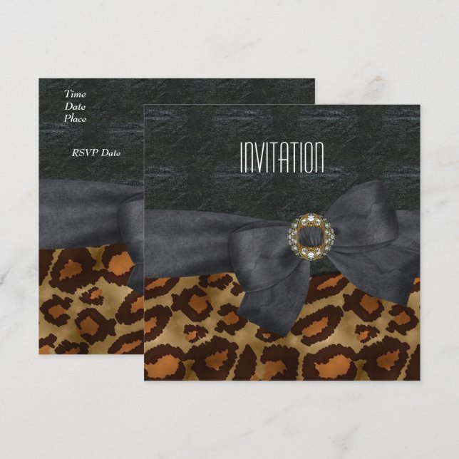 Invitación Elegante Animal Salvaje Jewel de oro ne (Anverso / Reverso)