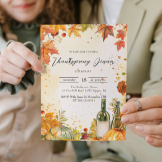 Invitación Elegante ánimo de otoño y cena de Acción de Gracia