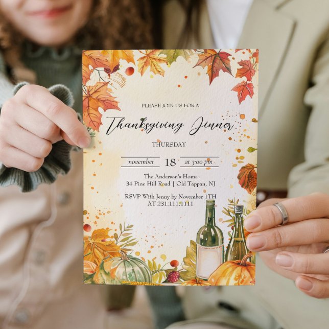 Invitación Elegante ánimo de otoño y cena de Acción de Gracia (Subido por el creador)