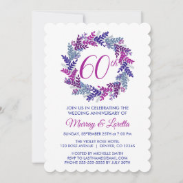 Invitación Elegante aniversario Boda de la corona rosa 60