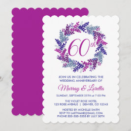 Invitación Elegante aniversario Boda de la corona rosa 60