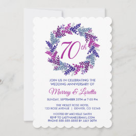 Invitación Elegante aniversario Boda de la corona rosa 70