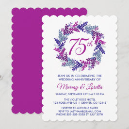 Invitación Elegante aniversario Boda de la corona rosa 75