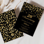 Invitación Elegante Aniversario Boda Negro Y Oro 20<br><div class="desc">Marcar dos décadas de amor y compromiso con nuestra Elegante Invitación al Aniversario del Negro y Oro 20 Bodas. Este exquisito diseño combina la sofisticación clásica con un toque de glamour, con un fondo negro atemporal adornado con brillantes toques dorados. Perfecto para conmemorar este significativo hito, esta invitación prepara el...</div>