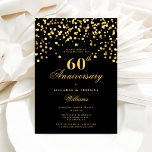 Invitación Elegante Aniversario Boda Negro Y Oro 60<br><div class="desc">Celebra seis décadas de amor duradero y compromiso inquebrantable con nuestra Exquisita Invitación al Aniversario del Negro y el Oro 60 - una obra maestra que honra una vida de recuerdos preciados y devoción sin límites. Diseñada meticulosamente para la elegancia, esta invitación irradia sofisticación, con un telón de fondo atemporal...</div>