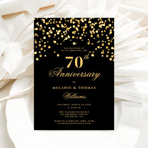 Invitación Elegante Aniversario Boda Negro Y Oro 70