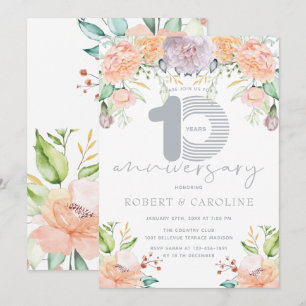 Invitación Elegante Aniversario de Boda con Acuarela Floral