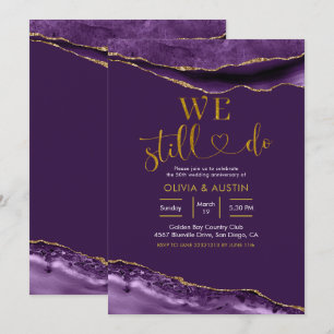 Invitación Elegante Aniversario de Boda de Ágata Púrpura y Do