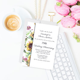 Invitación Elegante Aniversario de Boda de Girasoles Florales