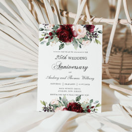 Invitación Elegante aniversario de Boda floral de Rubor en Bo