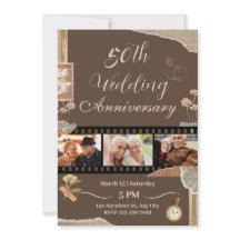 Elegante aniversario de boda floral vintage marrón