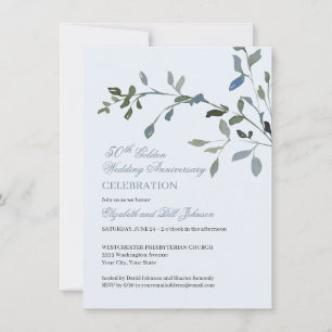 Invitación Elegante Aniversario de Bodas Acuarela Azul 50