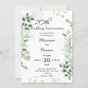 Invitación Elegante aniversario de bodas Boho Greenery