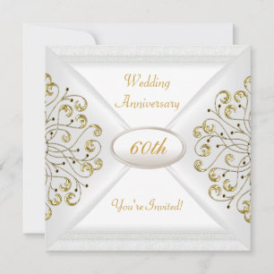 Invitación Elegante Aniversario de Bodas de 60 años de Oro Bl