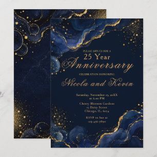 Invitación Elegante Aniversario de Bodas de Navy Gold Alcohol
