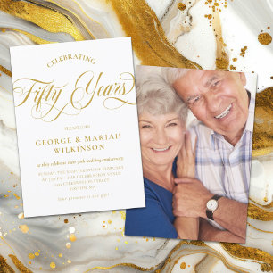 Invitación Elegante Aniversario de Bodas de Oro con Letra Gir