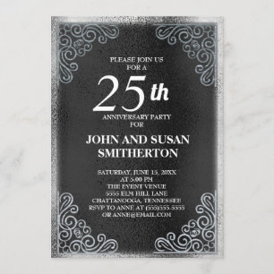 Invitación Elegante Aniversario de Bodas de Plata 25 años