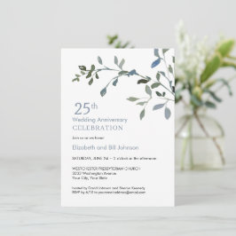 Invitación Elegante Aniversario de Bodas de Plata en Acuarela