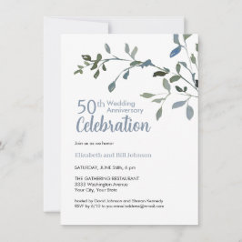 Invitación Elegante Aniversario de Bodas de Plata en Acuarela