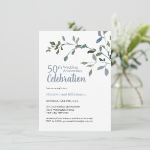 Invitación Elegante Aniversario de Bodas de Plata en Acuarela