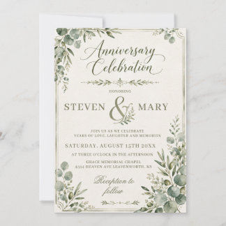 Invitación Elegante Aniversario de Eucalipto
